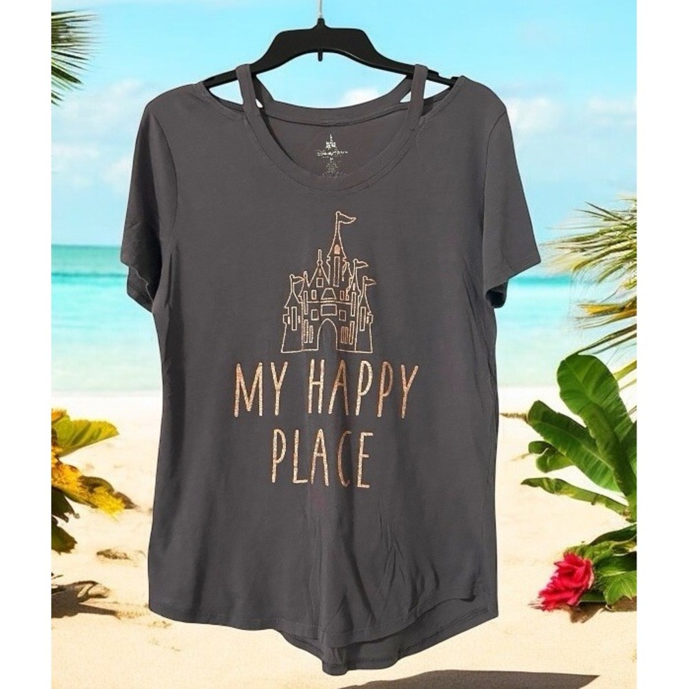 Disney Parks Womans "My Happy Place" T Shirt Top Size Medium M‎